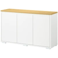 HOMCOM Sideboard Cabinet, Buffet Table with 3 Doors and Adjustable Shelves for Living Room, Entryway, White(m-2)