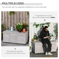 Outsunny 75 Gallon Wooden Storage Box patio Deck Box Bench, Garden Backyard Outdoor Storage Container with Aerating Gap & Weather-Fighting Finish, Grey(m-6)