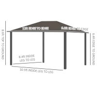 Outsunny 10' x 12' Deluxe Hardtop Gazebo with Metal Roof, Aluminum Frame Patio Gazebo Garden Sun Shelter Outdoor Pavilion with Curtains and Netting, Grey(m-3)