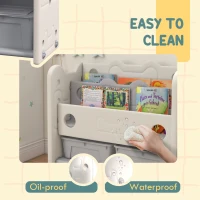 Qaba Toy Storage Organizer with 4 Storage Boxes, Bookshelves, for Nursery, Kids Room, Playroom, Cream White(m-5)