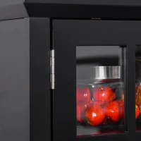 HOMCOM Elegant Buffet with Hutch, Kitchen Pantry Storage Cabinet with Framed Glass Door Drawer and Microwave Space, Black(m-8)