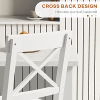 HOMCOM Counter Height Stools Set of 2, Farmhouse Bar Stools with Backs, Solid Wood Counter Stools for Kitchen Island White(m-5)