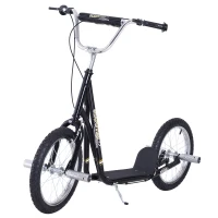 HOMCOM Youth Scooter Teen Kick Scooter Kids Children Stunt Scooter Bike Bicycle Ride On 16" Inflatable Wheels Black(m-11)