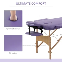 HOMCOM 83 Inch Portable Folding Massage Table, Height Adjustable Professional Salon Spa Facial Couch Bed with Free Carrying Case, Headrest, Armrests, Purple(m-6)
