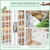 PawHut 55" Large Parrot Cage with Toy Hooks Above Top Bird Perch, Tray, Food Cups, Rolling Stand, Bird Cage for Cockatiels, Parakeets, Lovebirds(m-4)