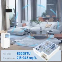 HOMCOM 8000 BTU Mobile Air Conditioner, 345 Sq. Ft., AC Unit with Dehumidifier, Sleep, 24H Timer On/Off, Window Kit, White(m-5)