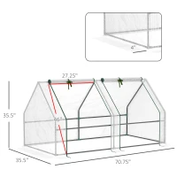 Outsunny Portable Mini Greenhouse, Outdoor Garden with Large Zipper Doors and Water/UV PE Cover, 6' x 3' x 3', White(m-3)