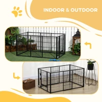PawHut 6 Panel Dog Playpen Dog Pen Metal Pet Fence for Outside Indoor, Adjustable Width, Heavy Duty Steel Frame, 32.5"-59"W x 24"D x 24''H Black(m-6)