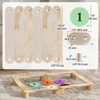 Qaba 6 PC Wooden Balance Beam for Kids, for Coordination, for Indoor Outdoor(m-3)