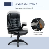 Vinsetto Executive Chair PU Leather Recliner Office Chair, with Swivel Wheels, Arm, Adjustable Height, High Back, Black(m-4)