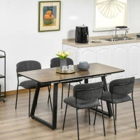 HOMCOM Extendable Dining Table Rectangular Wood Effect Tabletop for 4-6 People with Steel Frame & Hidden Leaves for Kitchen, Dining Room, Living Room(m-1)