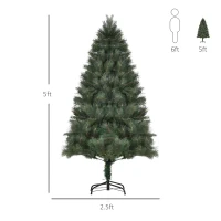 HOMCOM 5FT Artificial Pop-Up Christmas Tree Holiday Home Decoration, Green for Party(m-3)