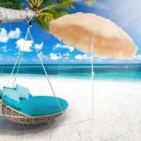 Outsunny 6FT Beach Umbrella Tilt Sunshade Height Adjustable Outdoor Market Patio Yard Crank Deck Sun Shade, Wheat(m-8)