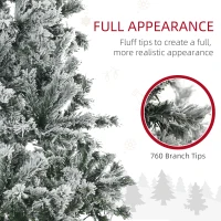 HOMCOM 6' Prelit Artificial Flocked Christmas Trees, with Snow Frosted Branches, Cold White LED Lights, Auto Open(m-5)