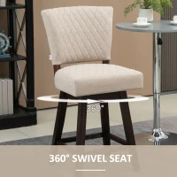 HOMCOM 2 Pieces Swivel Bar Stools, Counter Height Stools Set of 2 with Wood Legs and Footrests for Dining Room, Beige(m-4)