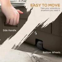 Outsunny 3-in-1 Outdoor Umbrella Base with Wheels and Handles, End Table, Flower Box Planter with Hole, 175 lbs. Capacity, Brown(m-7)