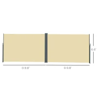 Outsunny 20' Double Retractable Patio Side Awning Garden Sun Shade with UV-Fighting Screen, Auto Pull-Back Function, & Steel Frame, Outdoor or Indoor Use, Beige(m-3)