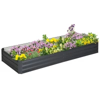 Outsunny 95" x 36" x 12" Galvanized Raised Garden Bed, Easy DIY and Cleaning for Growing Flowers, Herbs, Succulents, Gray(m-1)
