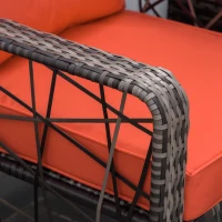 Outsunny 3 Pieces Wicker Patio Furniture Set, Rattan Bistro Set with Storage Coffee Table and Thickened Cushions, Outdoor Conversation Set for Garden, Porch, Balcony, Red(m-10)