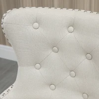 HOMCOM Upholstered Fabric Bar Height Bar Stools, 180° Swivel Nailhead-Trim Pub Chairs, 30" Seat Height with Rubber Wood Legs, Set of 4, Cream(m-7)