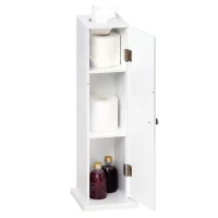 HOMCOM Small Toilet Paper Cabinet, Bathroom Corner Cabinet with Doors and Shelves for Paper Shampoo, White(m-11)