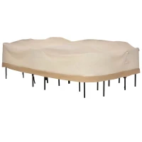 Outsunny 84B-059 129.9-Inch Oval Patio Table and Chair Set Cover, Beige/Coffee Sofa Set(m-2)