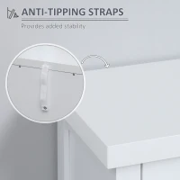 HOMCOM Sideboard, Buffet Cabinet with 3 Tempered Glass Doors, Stripe Pattern and Adjustable Storage Shelf, Credenza, White(m-7)