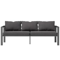 Outsunny 3-Seat Aluminum Outdoor Couch Patio Sofa with Cushions, Wide Seat, Armrests for Garden, Backyard, Balcony, Dark Grey(m-2)