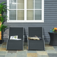Outsunny Pool Chaise Lounge Chairs Set of 2, S-shaped Foldable Outdoor Chaise Lounge Chair Reclining for Patio Beach Garden With 264lbs Weight Capacity, Black