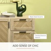 HOMCOM Buffet Cabinet, Coffee Bar Cabinet with Drawers and Adjustable Shelves, Oak(m-9)