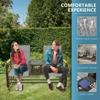 Outsunny Outdoor 2-Person Glider Bench, Outside Glider Swing Chair Loveseat with Table, Steel Frame, Gray(m-4)