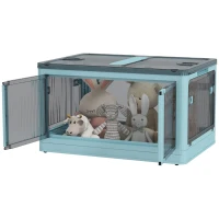 HOMCOM Stackable Storage Bins with Lids, Wheels, and Collapsible, Blue(m-1)