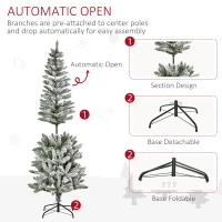 HOMCOM 6ft Unlit Snow-Flocked Slim Pine Artificial Christmas Tree with Realistic Branches and 394 Tips(m-6)