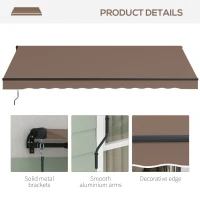 Outsunny 13' x 10' Retractable Awning, 280gsm UV Resistant Sunshade Shelter for Deck, Balcony, Yard, Coffee(m-8)