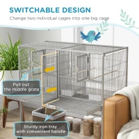 PawHut Large Double Rolling Metal Bird Cage Bird House w/ Removable Tray Storage Shelf(m-7)