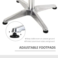 HOMCOM 24 Inch Square Bar Table 43" H Adjustable Stainless Steel Top Aluminum Frame Home Pub Bistro(m-6)