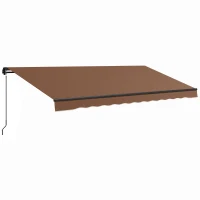 Outsunny 16' x 10' Retractable Awning, 280gsm UV Resistant Sunshade Shelter for Deck, Balcony, Yard, Brown(m-11)