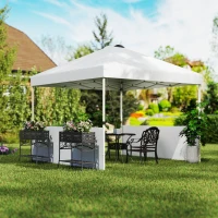 Outsunny 10' x 10' Pop Up Canopy Tent with 2 Half Sidewalls, UV50+ Instant Sun Shelter with Wheeled Carry Bag, White(m-10)