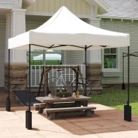 Outsunny 10' x 10' Replacement Canopy Top for Pop Up Canopy Tent with 4 Sand Bags, UPF50+ Protection, White(m-8)