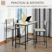 HOMCOM 3 Piece Bar Table and Chairs, Industrial Dining Table Set for 2, Counter Height Kitchen Table with Bar stools, Breakfast Table Set for 2 for Small Space, Natural(m-8)