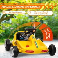 Qaba 6V Electric Go Kart for Aged 3-5 Kids with Music, Light, Horn, Yellow(m-4)