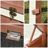 PawHut Wooden Chicken Coop, Outdoor Chicken Cage Poultry Hen House with Nesting Box, Double Runs, Asphalt Roof, Ramp(m-9)