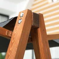 Outsunny 3 Seater Patio Swing Chair Convertible Cushioned Porch Swing Bed with Canopy, Wood Frame for Outdoor, Backyard, Garden(m-9)