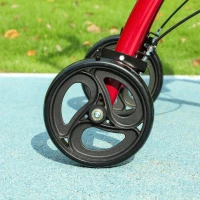 HOMCOM Upright Walker Rollator, Rolling Walker with Storage Bag, Tray, Dual Brakes, Adjustable Height, for Seniors, Red(m-9)