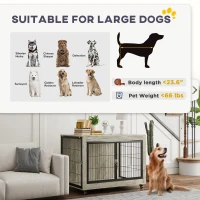 PawHut 39" Dog Crate Furniture End Side Table with Wheels, Interchangeable Side Door, for Large Dogs, Gray(m-8)