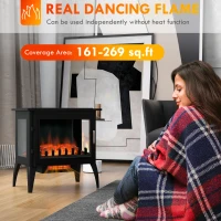 HOMCOM 24" Electric Fireplace Stove, Freestanding Infrared Fire Place Heater with Realistic Logs Flame, Adjustable Temperature, Overheat Protection, 1000W/1500W, Black(m-4)