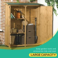 Outsunny Outdoor Storage Cabinet Wooden Garden Shed Utility Tool Organizer with Waterproof Asphalt Rood, Lockable Doors, 3 Tier Shelves for Lawn, Backyard, Natural(m-5)
