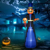 HOMCOM 10ft Halloween Inflatable Pumpkin Head Reaper with LED Lights for Yard, Lawn Decoration(m-8)