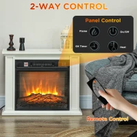 HOMCOM 26" Freestanding Electric Fireplace with Mantel, 1400W Replaceable Fireplace Insert Heater with 3D Flame Effect, WHite(m-5)