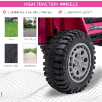 Aosom 12V Kids Ride on Car with Remote Control, Battery-Operated Ride on Toy with Spring Suspension, Led Lights, Music, Horn, 3 Speeds, USB, MP3, Pink(m-4)